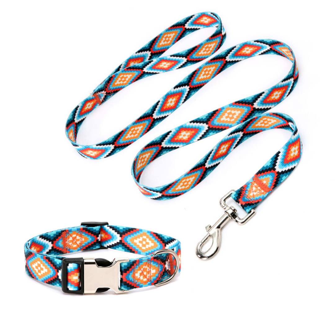 Mini Mabel Affordable Dog Collar and Lead Set Aztec Print