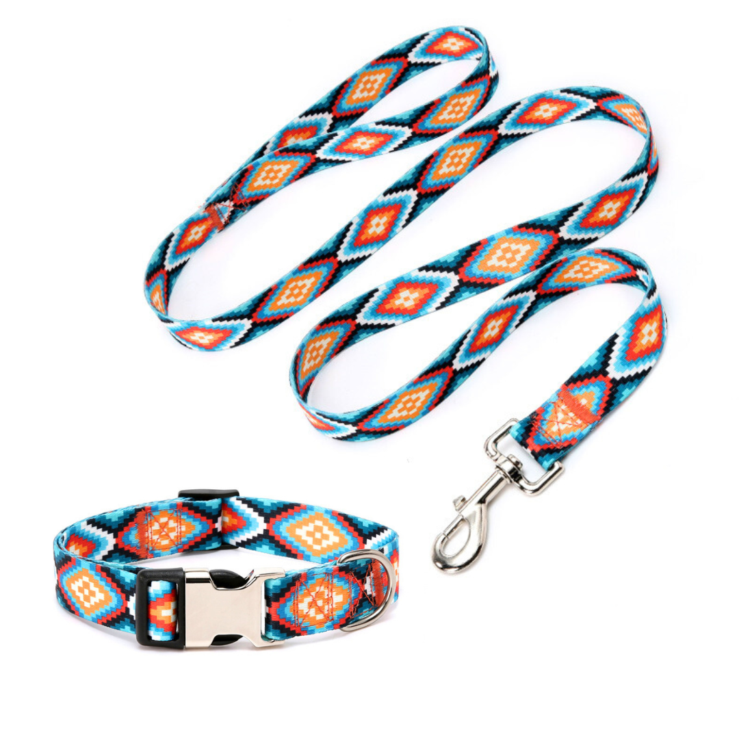 Mini Mabel Affordable Dog Collar and Lead Set Aztec Print
