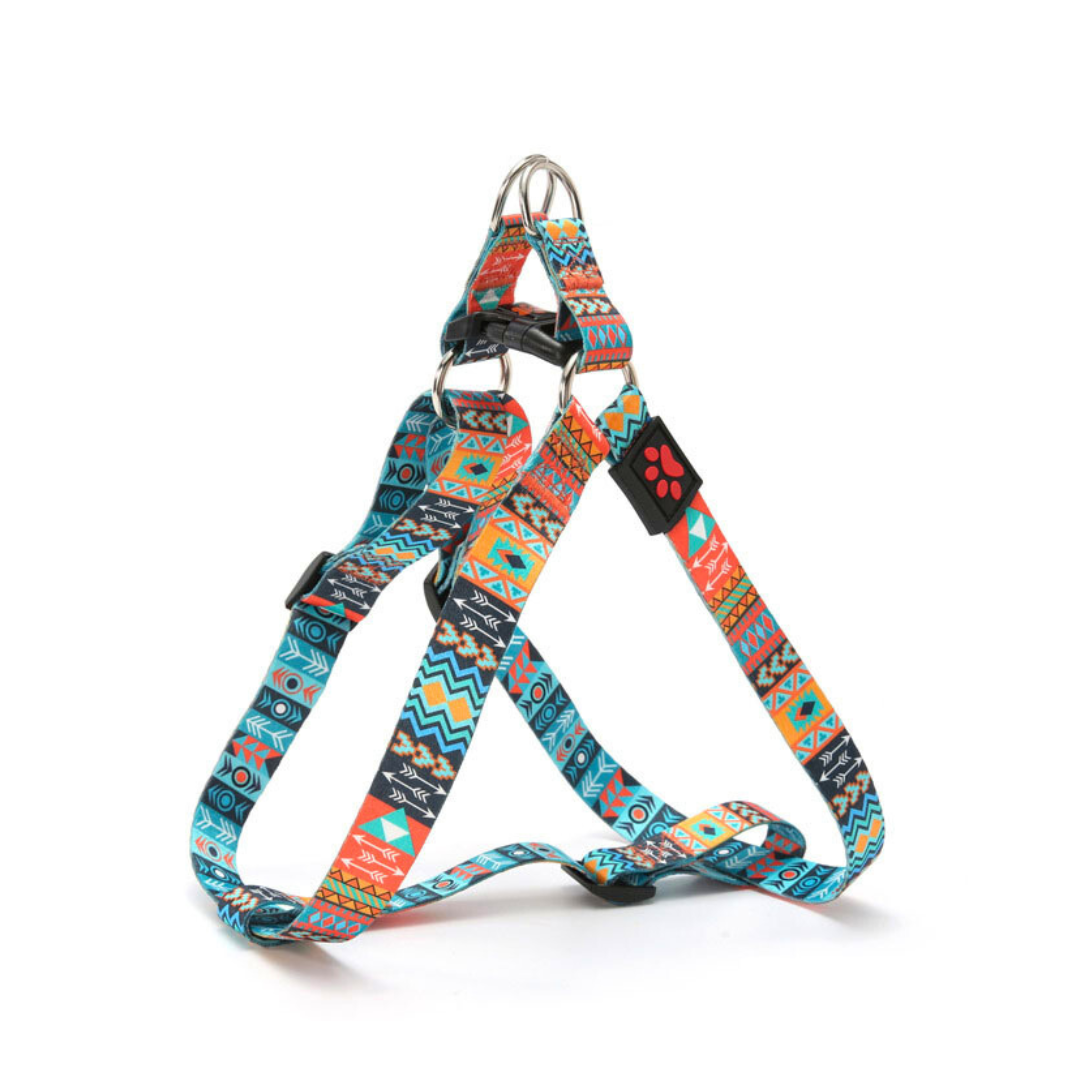 Tribal Dog Harness Blue Orange Mini Mabel